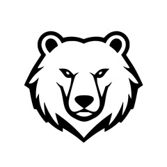 Bear head logo in clean black lines. A stylized black and white vector illustration of a bear's head.