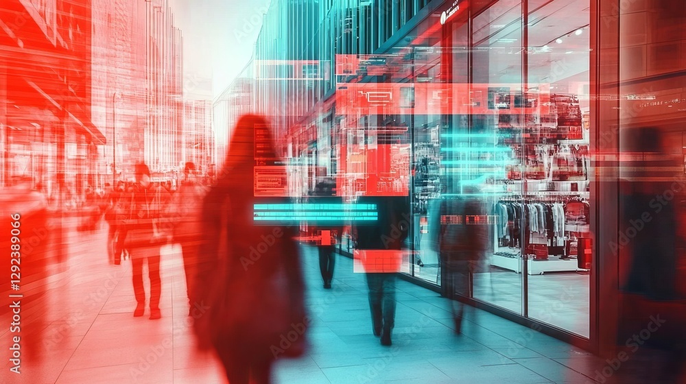 Poster an advanced cybersecurity system uses facial recognition and big data analytics to monitor mall shop