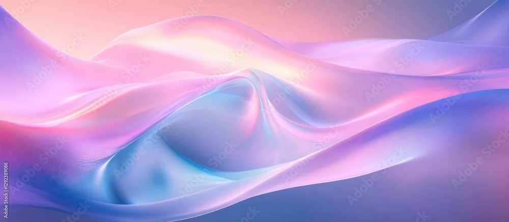 Poster abstract gradient background with flowing curves in pastel colors smooth ethereal lighting and holog
