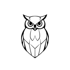 Geometric Owl Illustration: Minimalist design of a black and white owl with sharp lines and sharp angles.