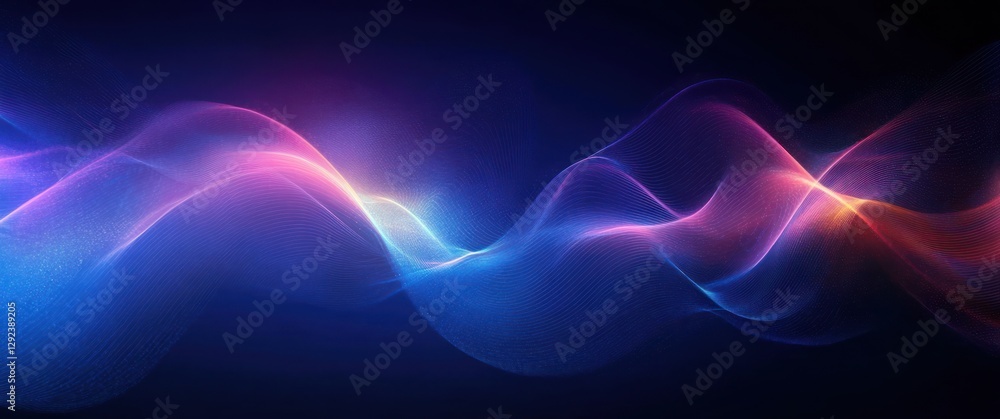 Aufkleber abstract digital wave pattern fluid light effect in deep blue and purple gradient background