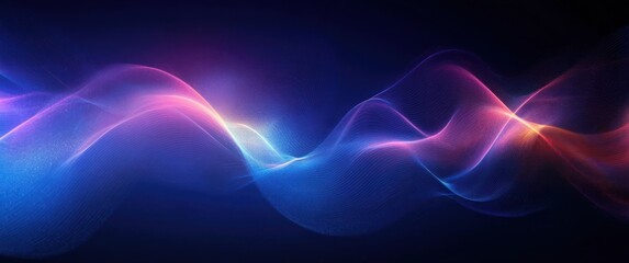 Obraz premium Abstract Digital Wave Pattern Fluid Light Effect in Deep Blue and Purple Gradient Background