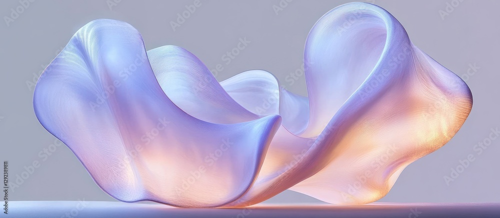 Poster fluid abstract sculpture in minimalist style with pastel lighting and smooth curves in asymmetrical 