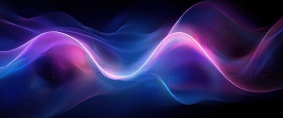 Dynamic Abstract Wave Form Light Particle Pattern in Vibrant Blue and Purple on Dark Background