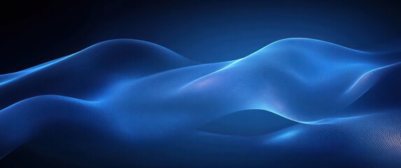 Obraz premium Abstract Blue Wave Design with Light Effects and Smooth Curves for Modern Wallpaper and Graphics