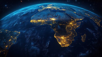 Night Earth, Africa, city lights, space, global