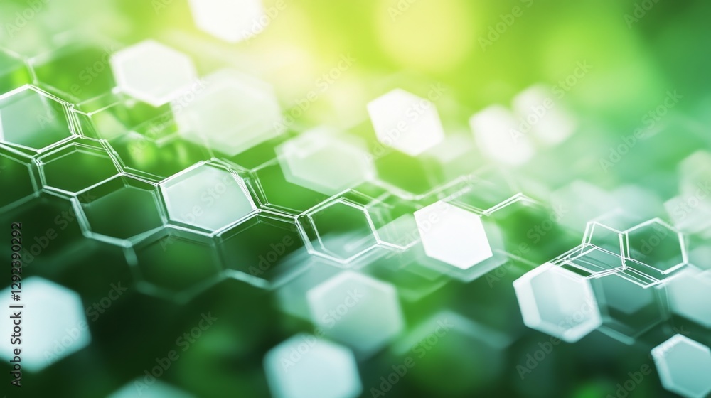 Poster creating a soft focus hexagon bokeh scene studio digital art abstract close-up gradient shift effect