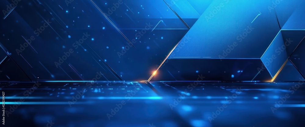 Aufkleber futuristic abstract digital design with deep blue geometric shapes and soft glow for technology back