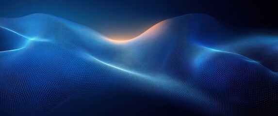 Obraz premium Dynamic Futuristic Abstract Technology Background with Blue Gradients and Flowing Mesh Particles for Digital Design