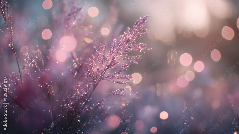 Poster creating magic with soft pink bokeh lights studio digital art dreamy environment close-up glittering