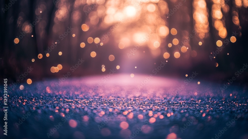 Poster creating enchantment soft pink bokeh lights studio digital art romantic setting close-up glittering 