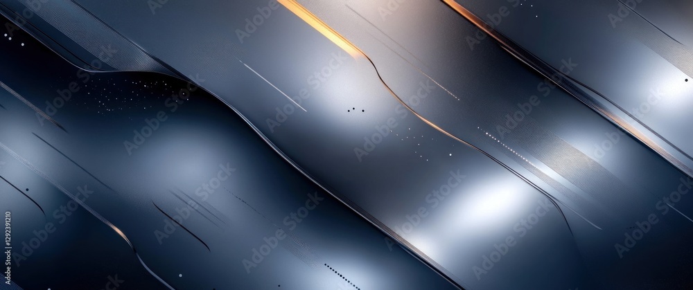 Poster futuristic metallic abstract circuit board design with sleek textures and soft gradients for technol