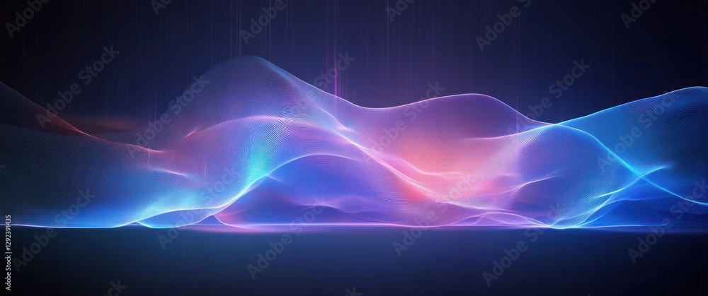 Poster dynamic abstract wave illustration futuristic digital background with mesh particles and technology 