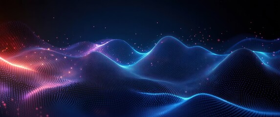 Fototapeta premium Futuristic Abstract Digital Network Connection Design with Blue and Purple Waves and Glowing Lines