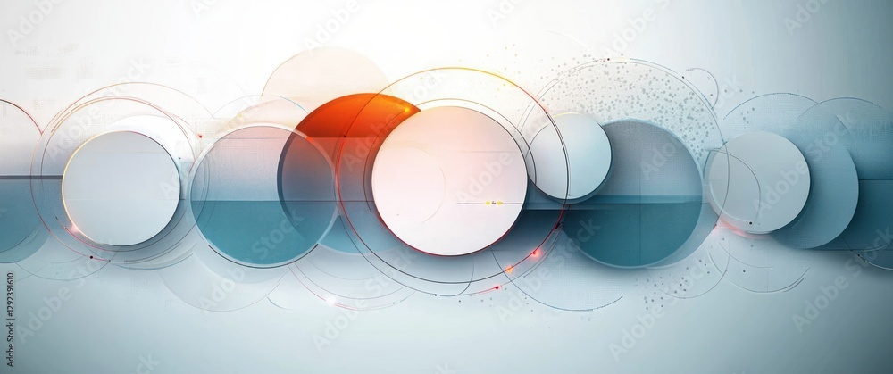 Poster futuristic abstract design with circles geometric shapes minimalistic technology background
