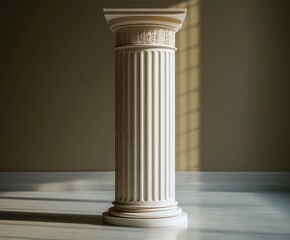 Obraz premium Antique Column Showcase Minimalist Presentation on Beige Background Luxury Art Display