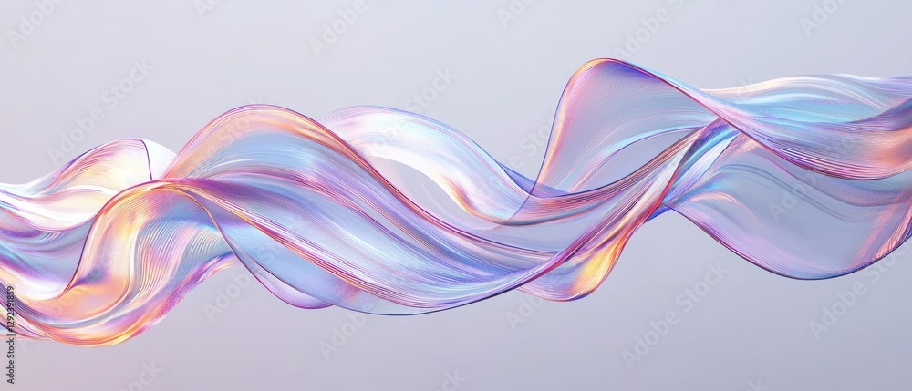 Poster abstract flowing glass ribbons minimalist design element 3d rendering