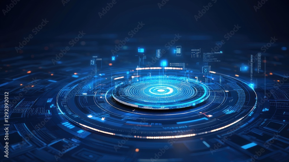 Aufkleber holographic ai brain with futuristic data visualization linking human cognition to advanced technolo