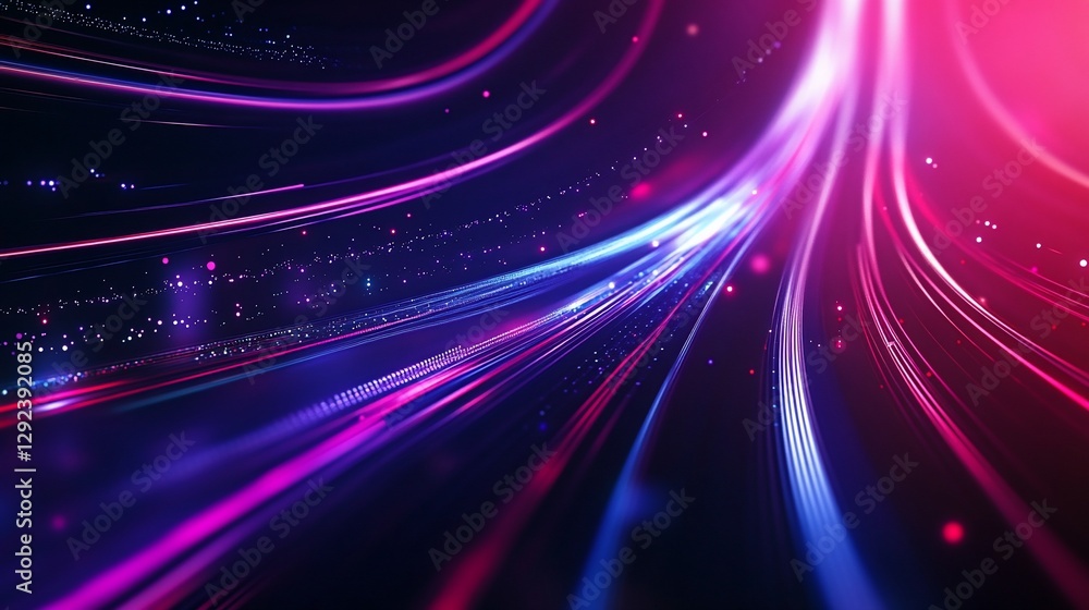 Aufkleber abstract digital background with dynamic neon light lines and glowing particles