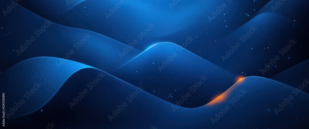 Poster abstract geometric pattern with deep blue tones and wavy lines for modern digital technology backgro