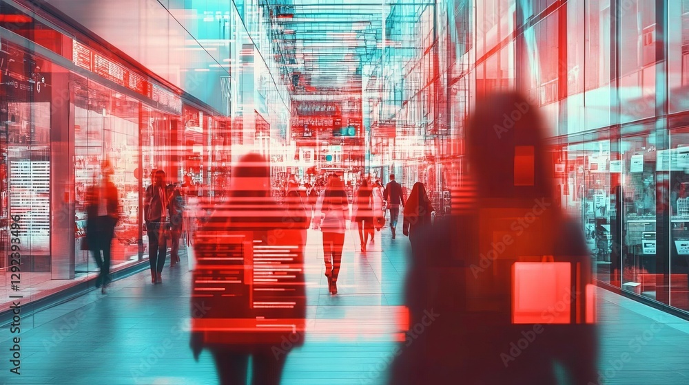 Poster a hightech security system in a busy mall uses facial recognition and big data analytics to monitor 
