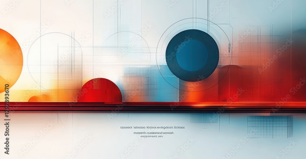 Poster abstract geometric design with circles and rectangles in modern technology style