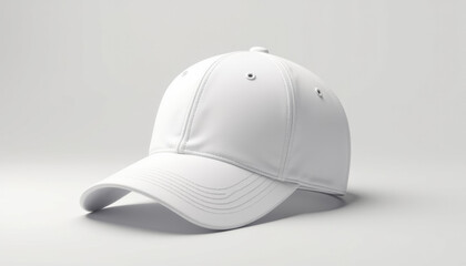 Fototapeta premium White baseball cap mockup, high resolution 3d rendering, close-up on white background