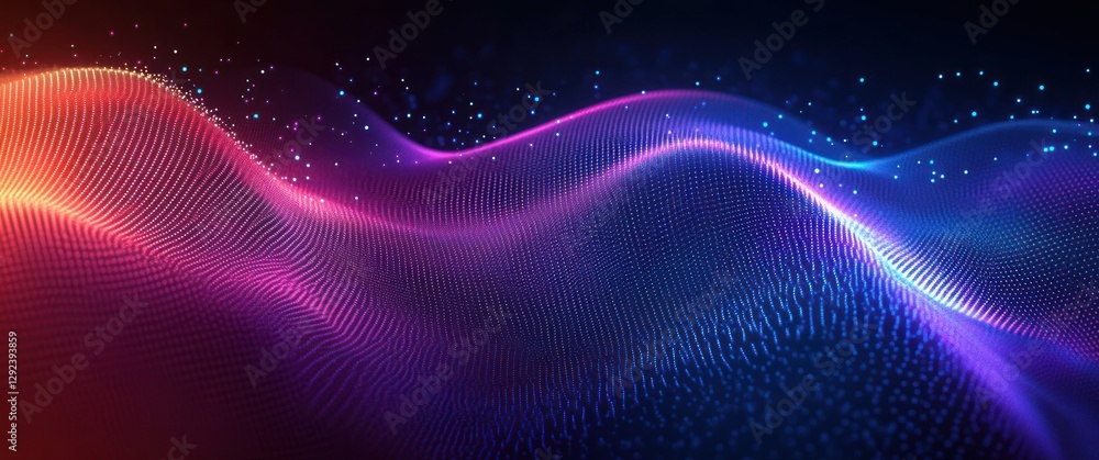 Poster futuristic abstract wave design with dynamic composition and neon light effects