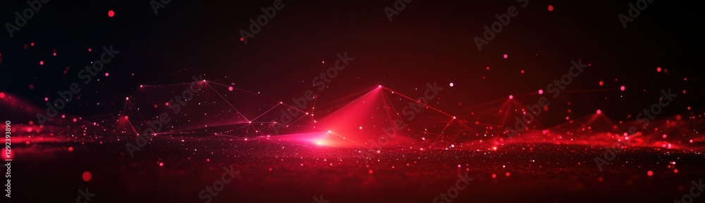 Poster geometric abstract design with glowing red lines for digital art and network connectivity concept