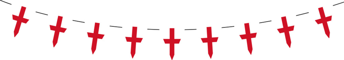 Obraz premium England flag bunting pennants, string of triangular flags
