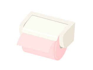 トイレットペーパーホルダーに設置されたトイレットペーパーのイラスト