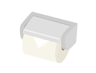 トイレットペーパーホルダーに設置されたトイレットペーパーのイラスト　三角折りバージョン