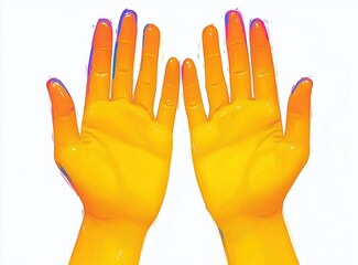 Yellow Hands Raised Gesture Illustration Pop Art Style