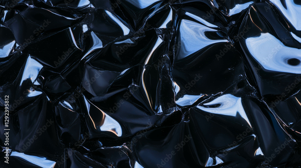 Poster polished obsidian background with sharp reflections for design and decor