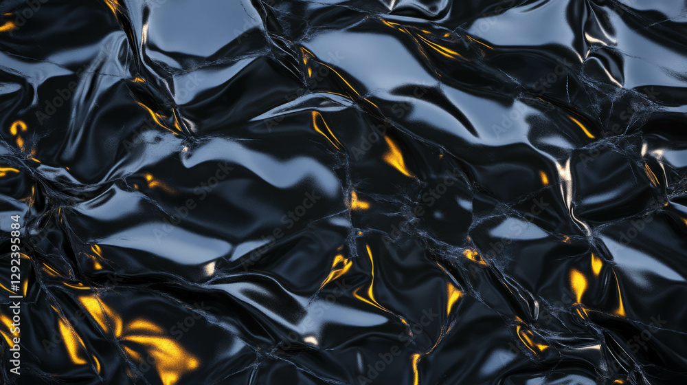 Poster polished obsidian surface with sharp reflections and abstract patterns