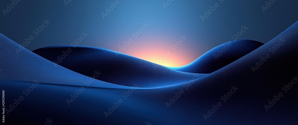 Poster dynamic abstract geometric shape with wave flow light effect and blue gradient for modern wallpaper 