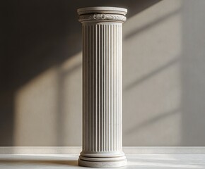Obraz premium Classic Marble Column Minimalist Showcase Antique White Architectural Display