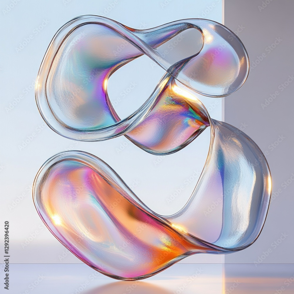 Aufkleber futuristic fluid glass forms color gradient abstract design 3d render twisting movement poster