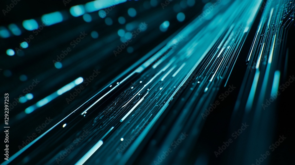 Poster abstract digital network lines with glowing lights on black background with lines