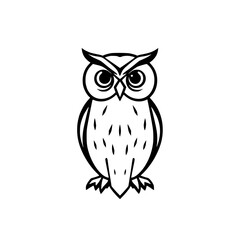 Illustrated monochrome image of an owl.