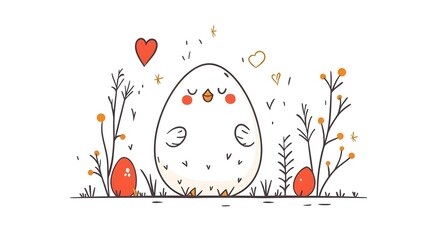 Charming easter egg with golden accents spring garden illustration whimsical playful design