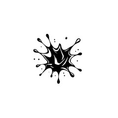Ink splatter art on white background, abstract dark and black ink splash.