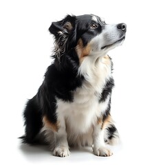 Obraz premium Charming Australian Shepherd glowing softly on a white isolated backdrop 