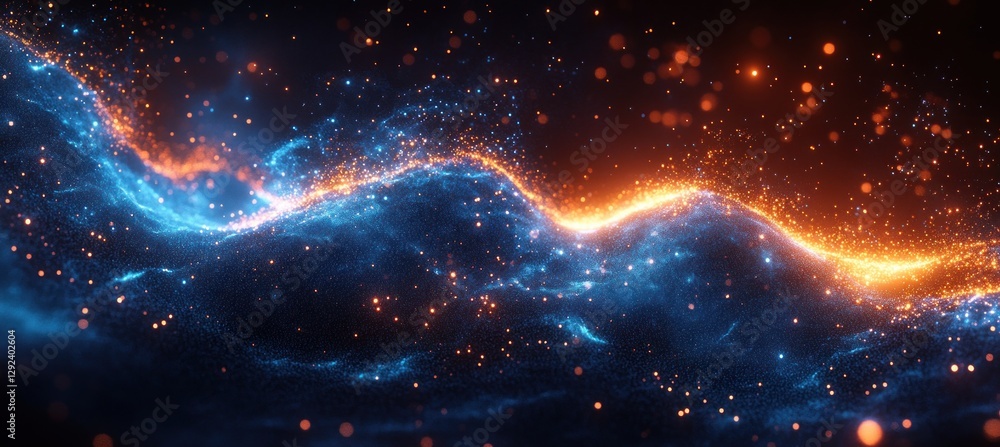 Poster futuristic digital technology circuit board and mesh lines with glowing blue waves and arrows dynami