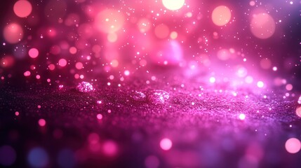 Pink glitter bokeh background, sparkles, night