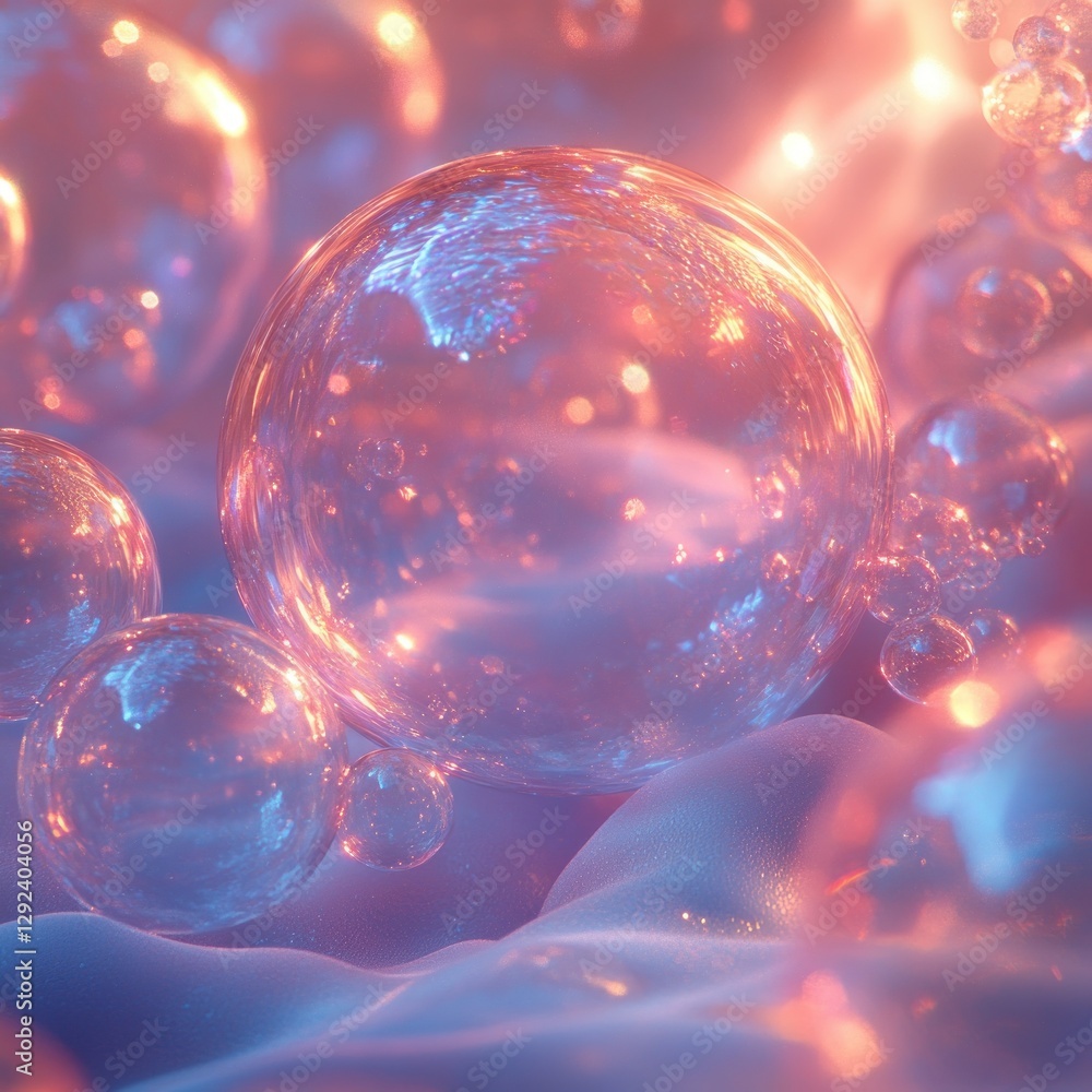 Poster futuristic abstract soap bubbles overlapping minimalistic design