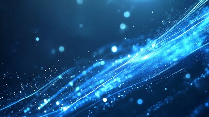 Obraz premium Abstract blue light streaks and bokeh on a dark background conveying futuristic themes