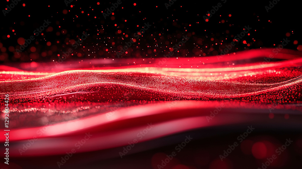 Poster enchanting red bokeh background with vibrant deep red waves for design and decoration