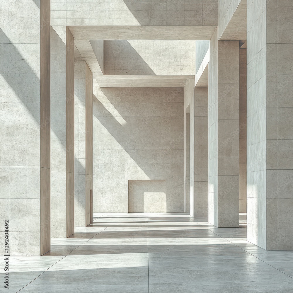 Poster minimalist abstract geometric shapes platform white concrete stage grunge texture setting 3d renderi
