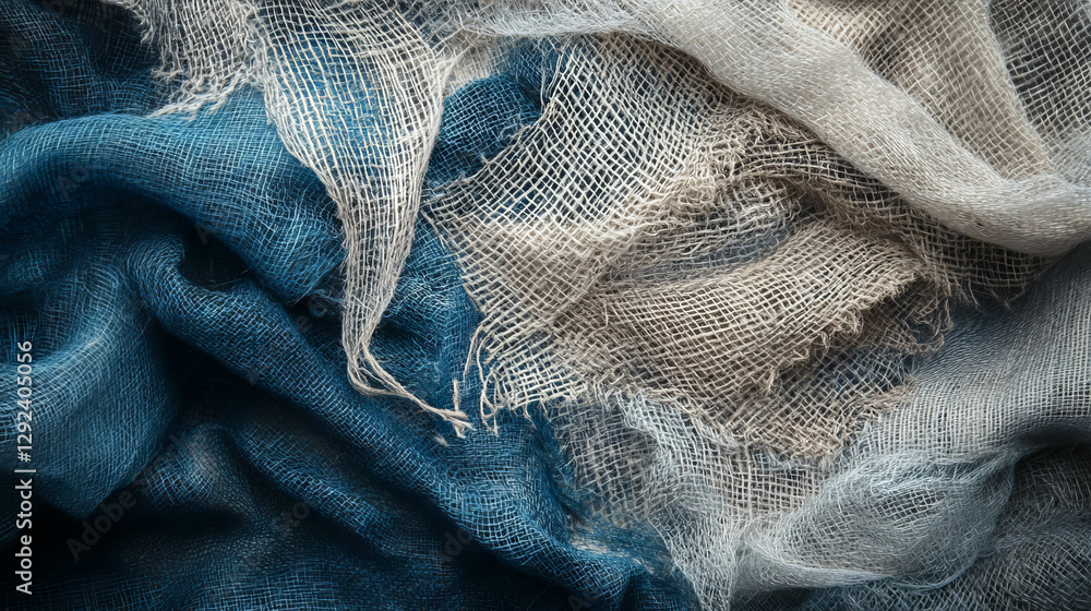 Poster textured fabric with ripped and frayed edges for rustic design background